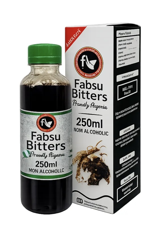 Fabsu Herbal Bitters 250ml bottle and packaging — Proudly Nigerian, Non-Alcoholic, NAFDAC Approved